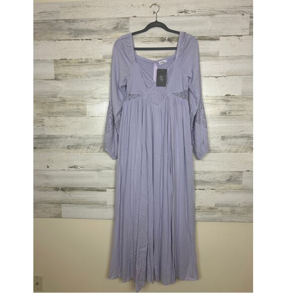 In Loom Dresses & Skirts - In Loom women medium light purple maxi dress boho lace lined stretch flowing new